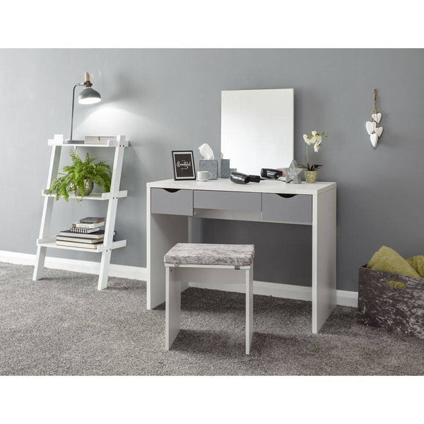 Elizabeth Tall Dressing Table White & Grey 3 Drawers