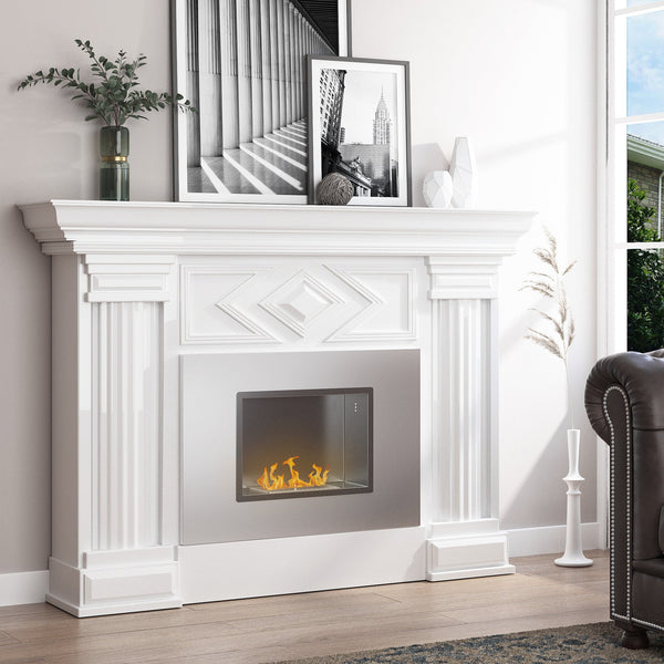 3 Hour Ethanol Fireplace Wall Mounted Silver