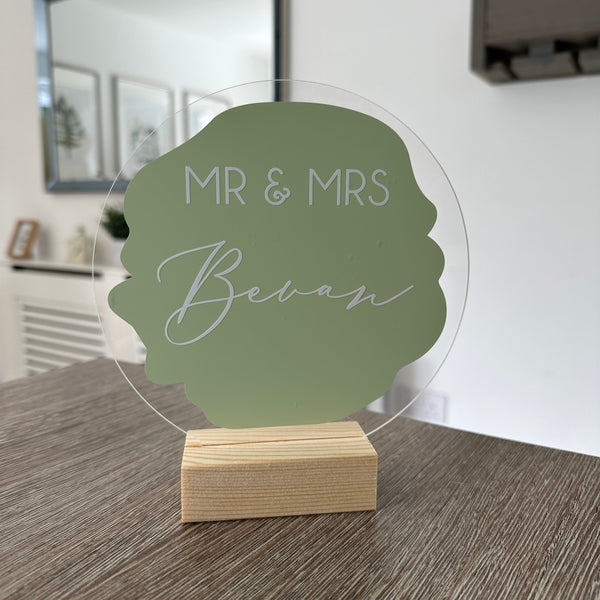 Table Numbers For Wedding Circle Or Rectangle Acrylic Plaque Sign With Wooden Base