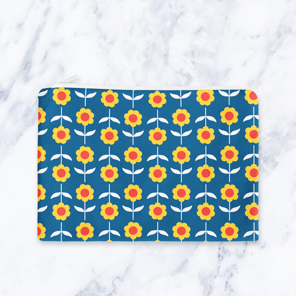 Navy Blue Retro Make Up Bag