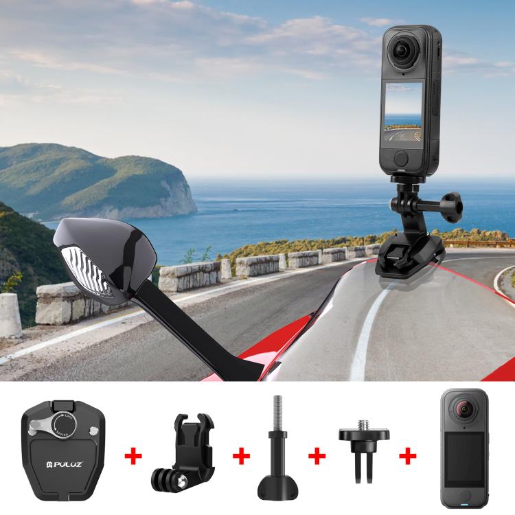 PULUZ Motorcycle Windshield Action Camera Mount Clip for GoPro Hero12 Black / DJI Osmo Action 4 / Insta360 X4 / Ace Pro and Other Action Cameras, Windshield Clip I
