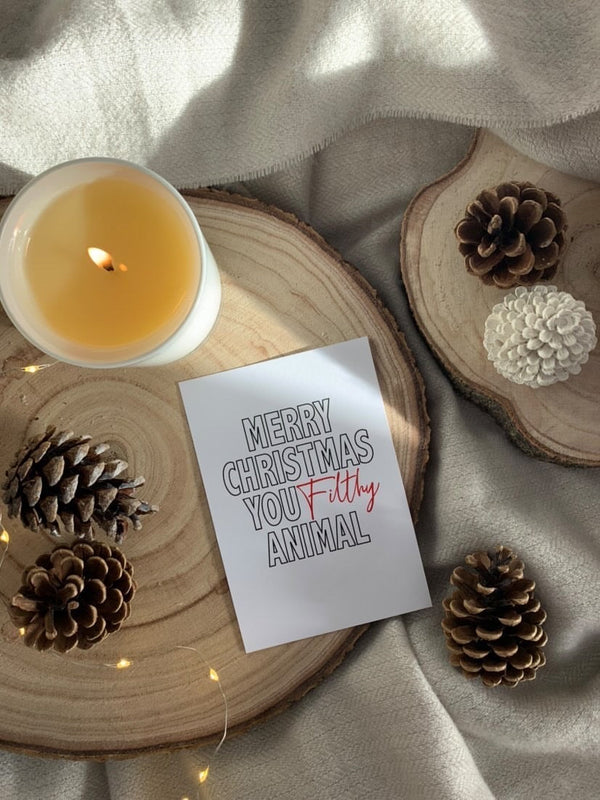 Merry Christmas You Filthy Animal Winter Christmas Seasonal Wall Home Decor Print