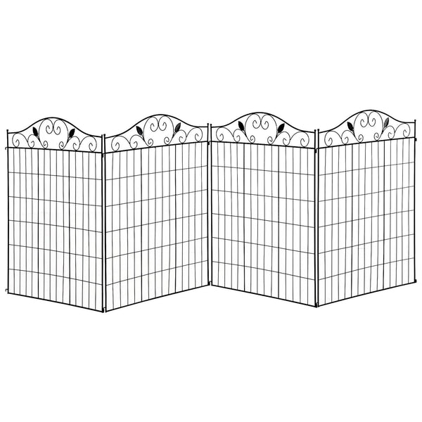 Garden Decorative Fence 4 Panels 44in x 12ft Steel Border Edging for Landscaping