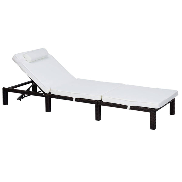 PE Rattan Sun Lounger with Soft Padded Cushion