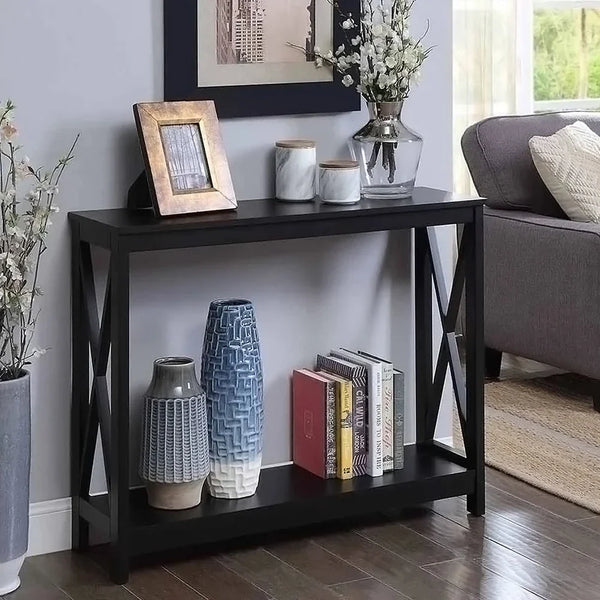 X-Shaped Narrow Wooden Console Table