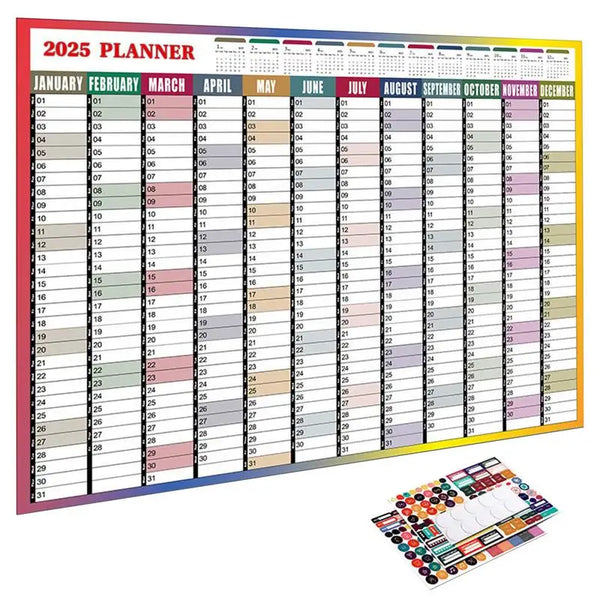 2025 Yearly Wall Calendar Annual Planner Home Decoration Desk Accessories Home Schedule Organizer 12 Months 365 Days Calendar