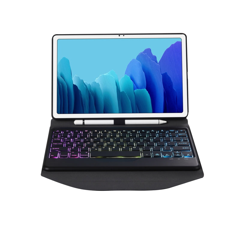 B500S Diamond Texture Triangle Back Holder Splittable Bluetooth Keyboard Leather Tablet Case with Backlight for Samsung Galaxy Tab A7 10.4 2020, B500S