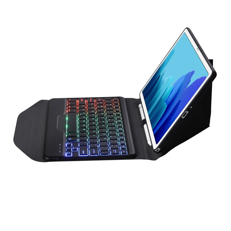 B500S Diamond Texture Triangle Back Holder Splittable Bluetooth Keyboard Leather Tablet Case with Backlight for Samsung Galaxy Tab A7 10.4 2020, B500S