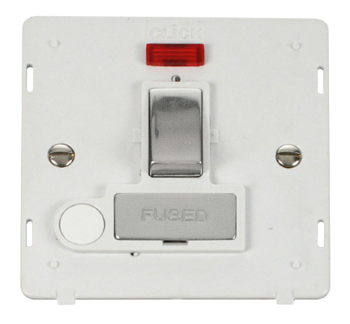 Scolmore SIN552PWCH - INGOT 13A Fused Sw. Conn. Unit With F/O Insert + Neon - White / Chrome