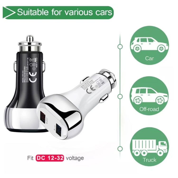 YSY-312 2 in 1 18W Portable QC3.0 Dual USB Car Charger + 1m 3A USB to Micro USB Data Cable Set, with Micro USB Cable