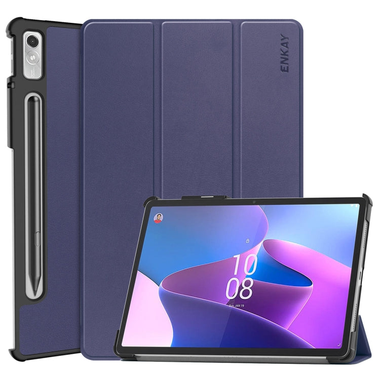 For Lenovo Tab P11 Pro Gen2 11.2 inch 2022 ENKAY Tri-fold Custer Texture Leather Stand Smart Case, For Lenovo Tab P11 Pro Gen2 11.2 inch 2022
