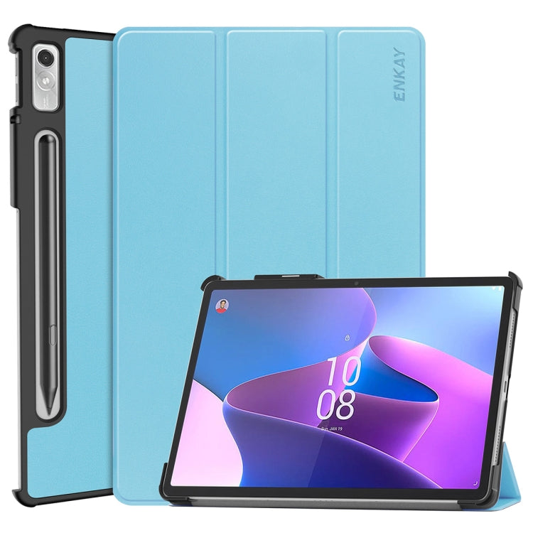 For Lenovo Tab P11 Pro Gen2 11.2 inch 2022 ENKAY Tri-fold Custer Texture Leather Stand Smart Case, For Lenovo Tab P11 Pro Gen2 11.2 inch 2022