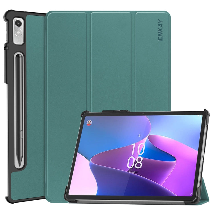 For Lenovo Tab P11 Pro Gen2 11.2 inch 2022 ENKAY Tri-fold Custer Texture Leather Stand Smart Case, For Lenovo Tab P11 Pro Gen2 11.2 inch 2022