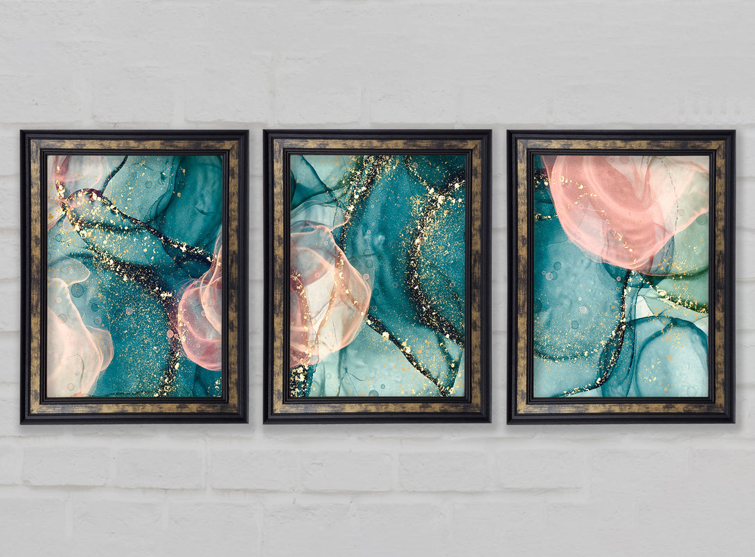 Marble Art Blue Pink and Gold WallartDirect