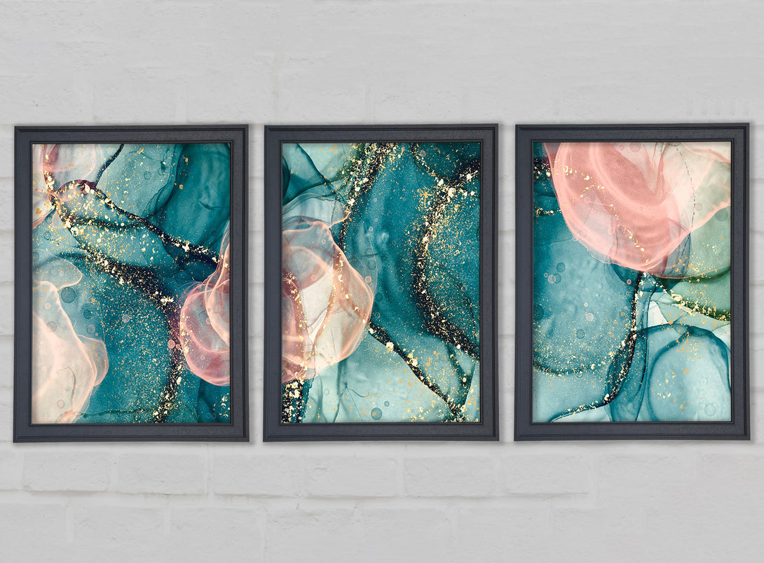 Marble Art Blue Pink and Gold WallartDirect