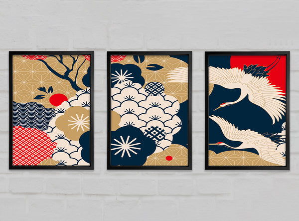 Japanische geometrische Kunst Vögel