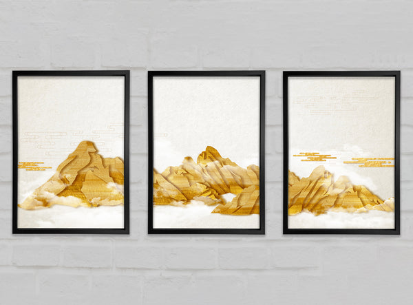 Gold Mountain Range Set of 3 Framed Print