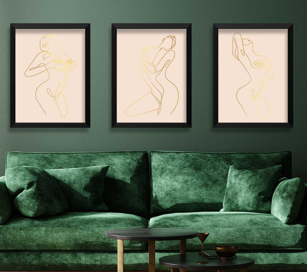 Fashion Line Art Beige and Gold