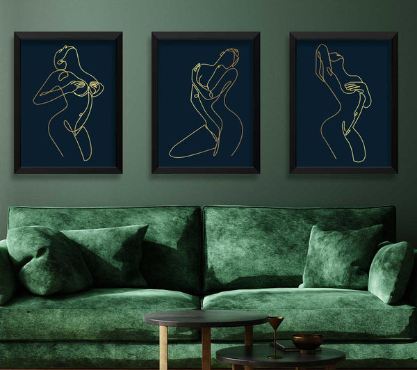 Fashion Line Art Blue and Gold