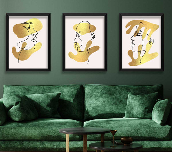 Line Art Blobs White and Gold