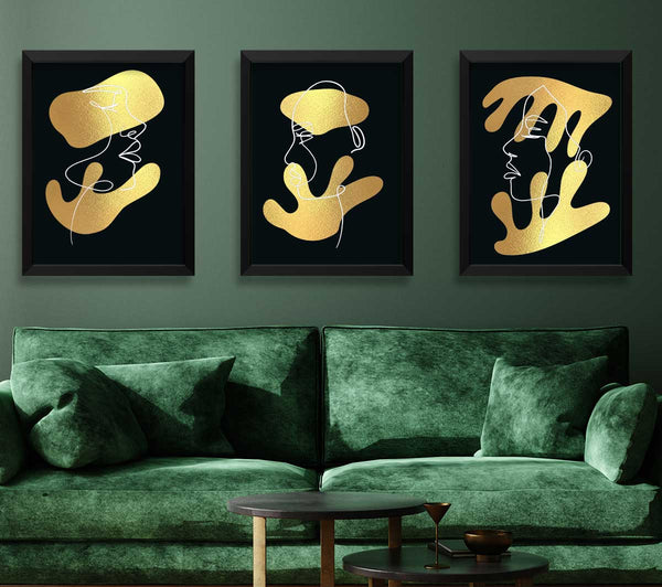 Line Art Blobs Black and Gold