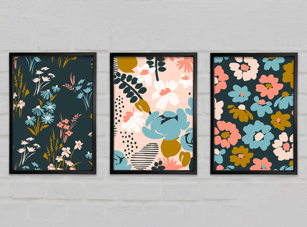 Trio of Floral Patterns Set of 3 Framed Print