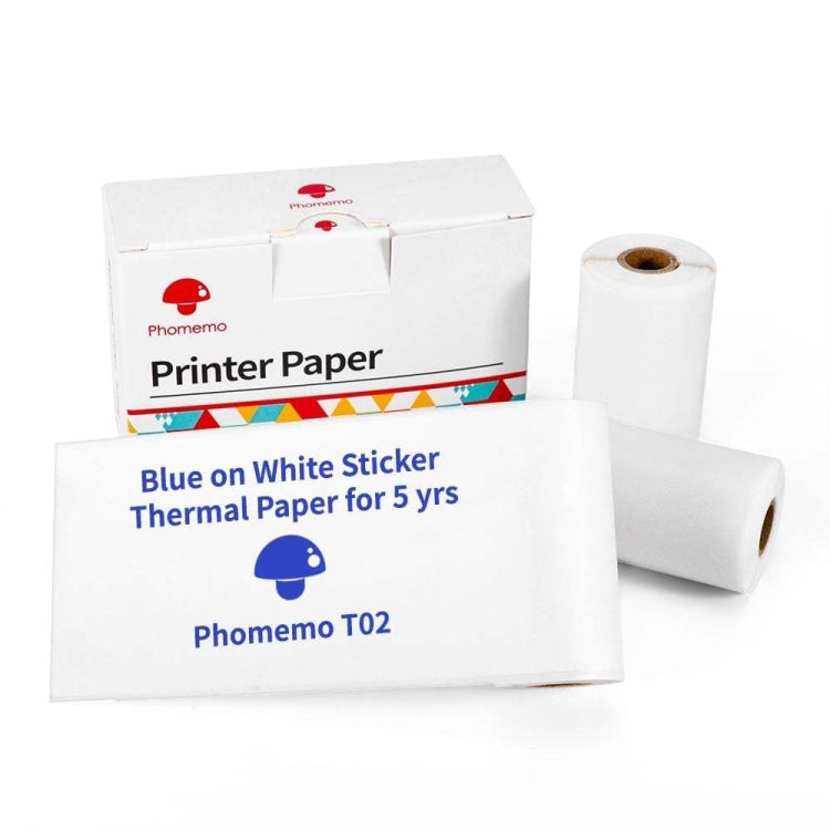 For Phomemo T02 3rolls Bluetooth Printer Thermal Paper Label Paper, 53mmx6.5m 10 Years Black on White No Adhesive, 50mmx3.5m 2 Years Black on White Sticker, 50mmx3.5m 10 Years Black on White Sticker, 50mmx3m 5 Years Blue on White Sticker               ...