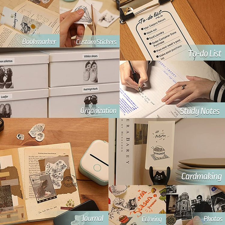 For Phomemo T02 3rolls Bluetooth Printer Thermal Paper Label Paper, 53mmx6.5m 10 Years Black on White No Adhesive, 50mmx3.5m 2 Years Black on White Sticker, 50mmx3.5m 10 Years Black on White Sticker, 50mmx3m 5 Years Blue on White Sticker               ...