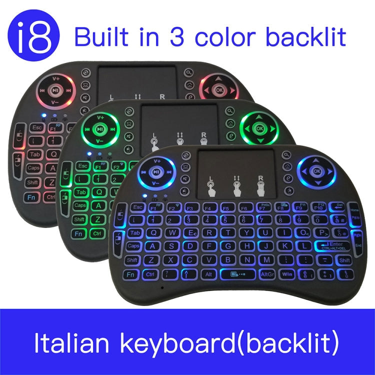 Support Language: Italy i8 Air Mouse Wireless Backlight Keyboard with Touchpad for Android TV Box & Smart TV & PC Tablet & Xbox360 & PS3 & HTPC/IPTV, Italy