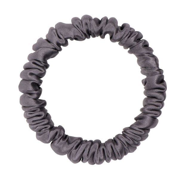 Dark Grey Silk Scrunchie - Skinny