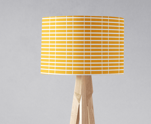 Yellow with White Geometric Stripes Lampshade, Ceiling or Table Lamp Shade