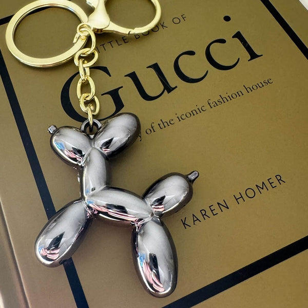 Black Pearlescent Balloon Dog Keyring