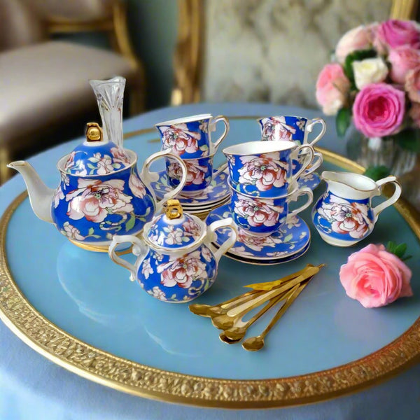 Warwickshire Royal Blue Bone China Tea Set
