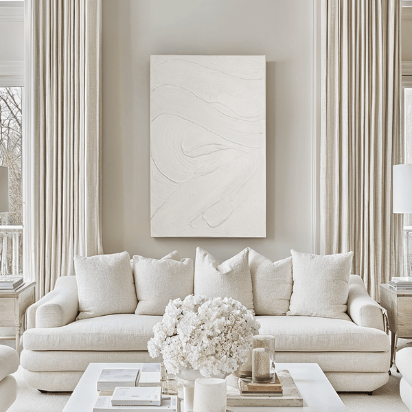 Boston Cream Textured Abstract Canvas Wall Art