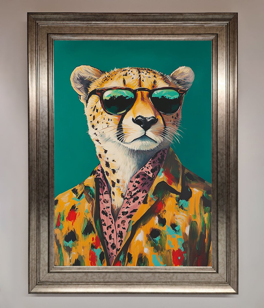 Cheetah With Sunglasses Framed Print - Zestio