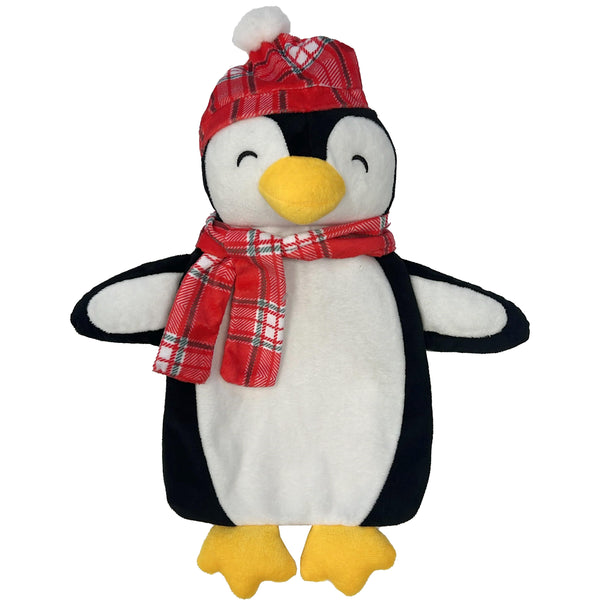 Festive Penguin Christmas Hot Water Bottle with Cover 1L Natural Rubber UK Safe Tested Winter Ideal Gift for Adults Kids by OLIVIA ROCCO