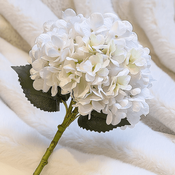 Cream Faux Hydrangea Single Stem Flower
