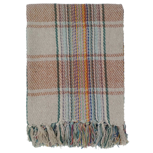 Eco-Friendly Recycled Cotton Picnic Blanket Check Stripe Design Super Soft Cozy Foldable and Packable for Beach Park Camping 130 x 150 cm by OLIVIA ROCCO