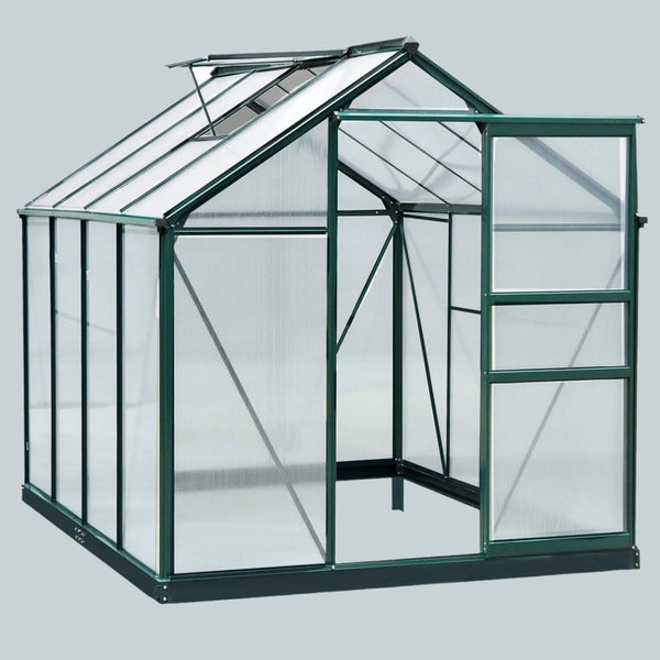 Clear Polycarbonate Greenhouse Large Walk-In Green House Garden Plants Grow Galvanized Base Aluminium Frame w/ Slide Door 6 x 8ft