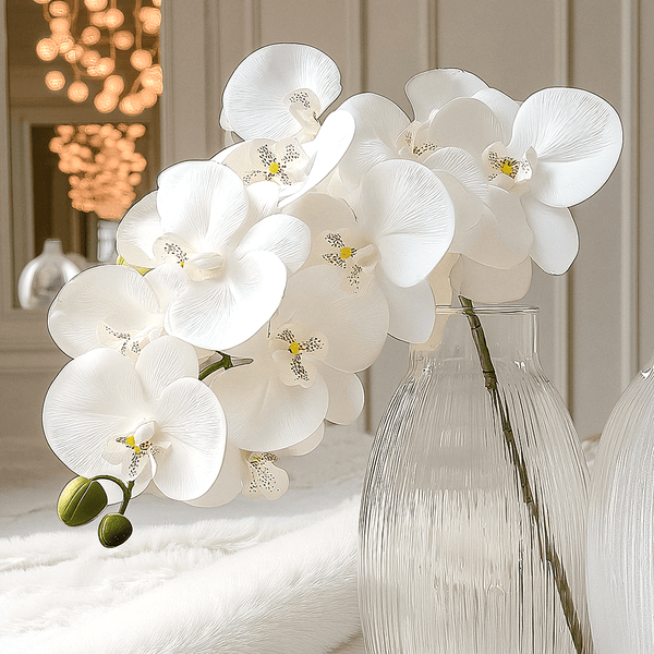 Faux White Orchid Single Stem Floral