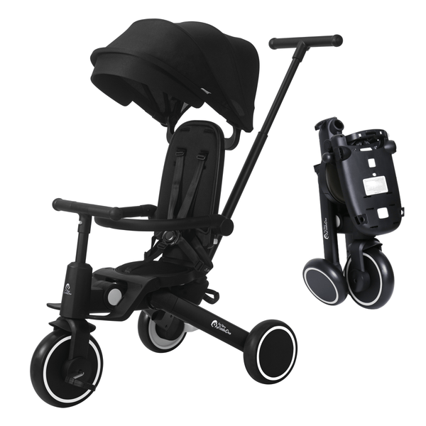 Foryourlittleone Xplor 6 in 1 Foldable Trike - Jet Black (10m-5y)