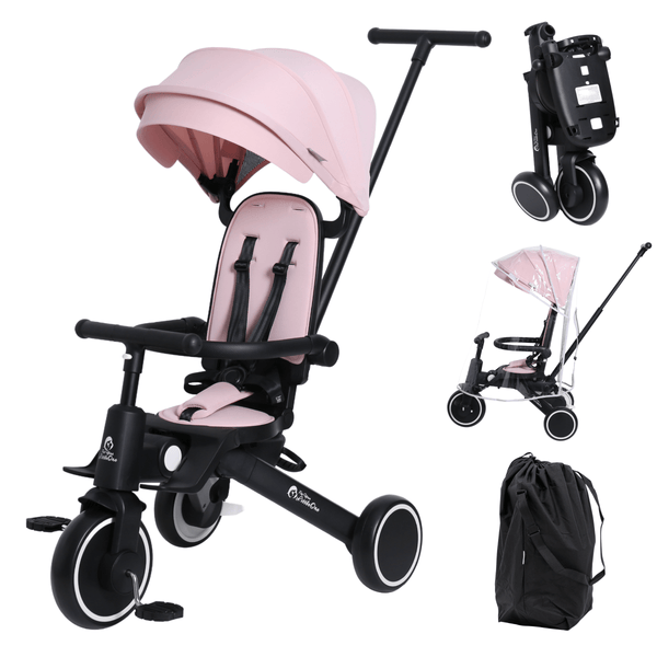 Foryourlittleone Xplor Plus 6 in 1 Foldable Trike - Pastel Pink (10m-5y)