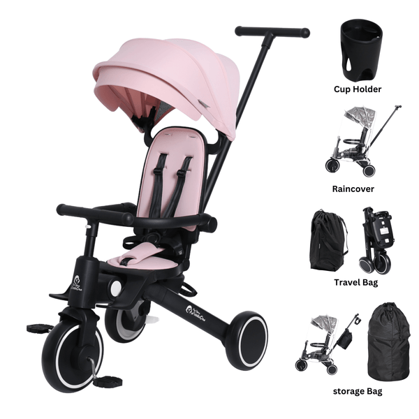 Foryourlittleone Xplor Ultimate 6 in 1 Foldable Trike - Pastel Pink (10m-5y)