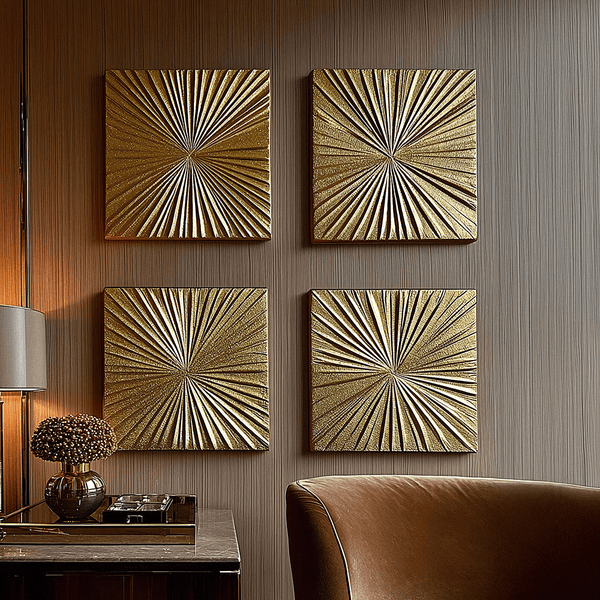 Gabriella Gold Textured Sunburst Wall Art - Set of 4