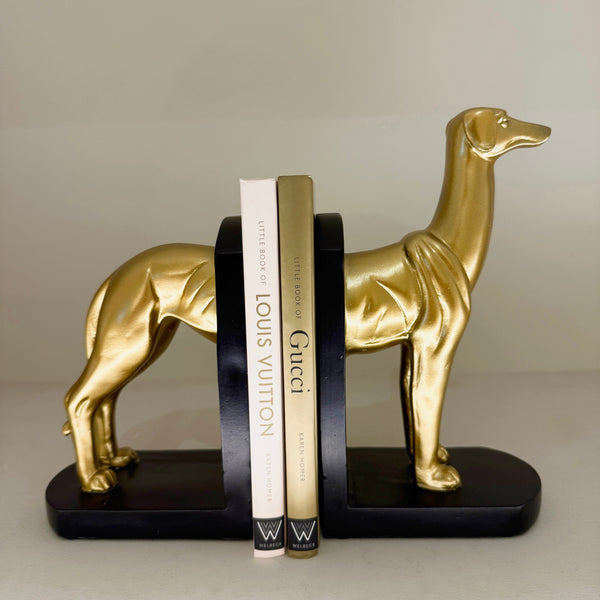 Gold & Black Greyhound Decorative Bookends