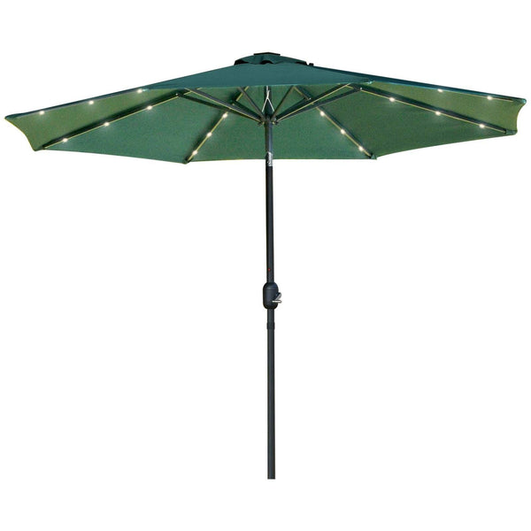 2.7m Patio LED Umbrella with Push Button Tilt/Crank 8 Rib Sun Shade Parasol