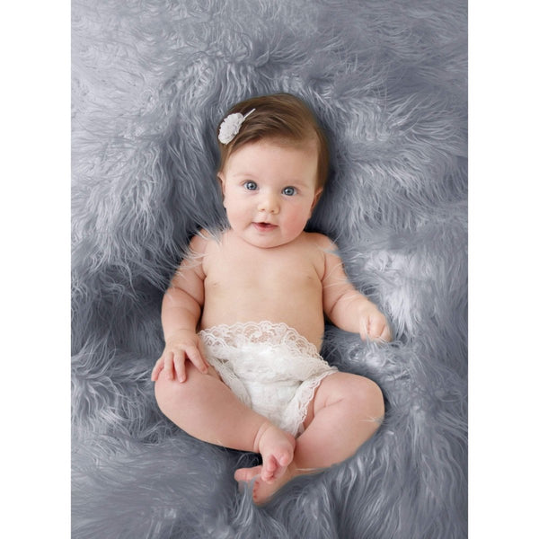 Luxury Faux Fur Baby Blanket  - grey