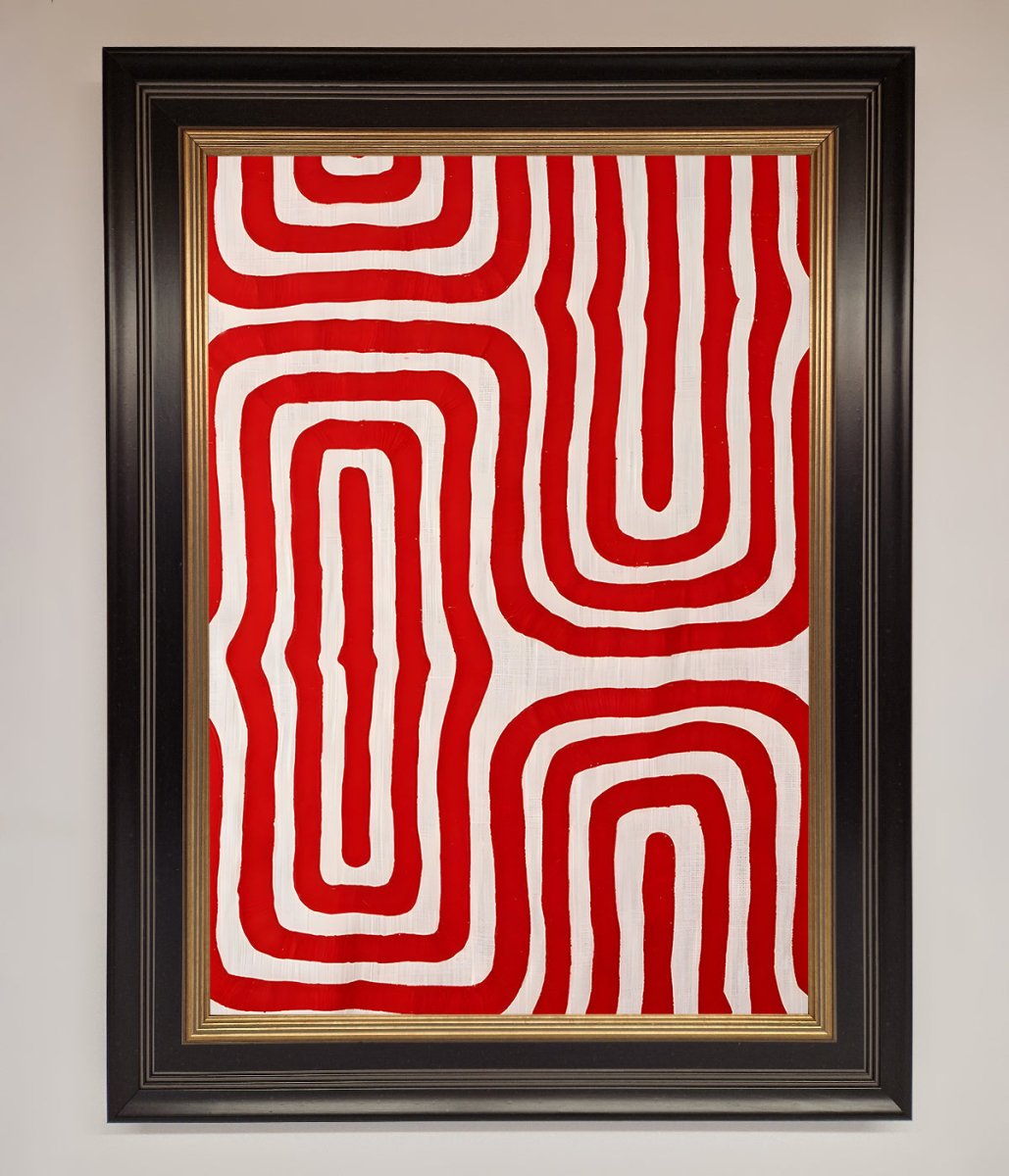 Red Waves Abstract Art Framed Poster - Zestio