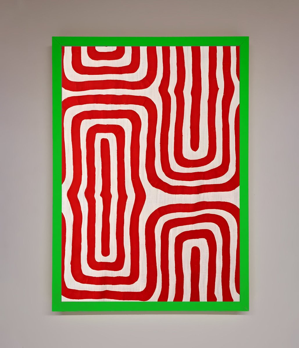 Red Waves Abstract Art Framed Poster - Zestio