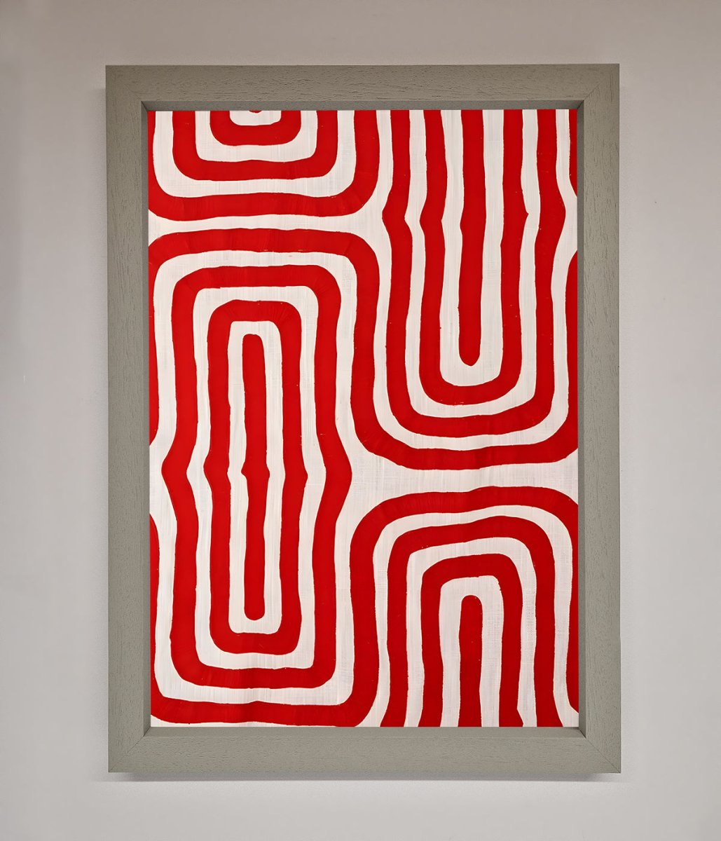 Red Waves Abstract Art Framed Poster - Zestio
